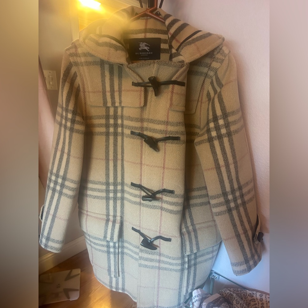 Burberry Tan Checkered Trench Coat